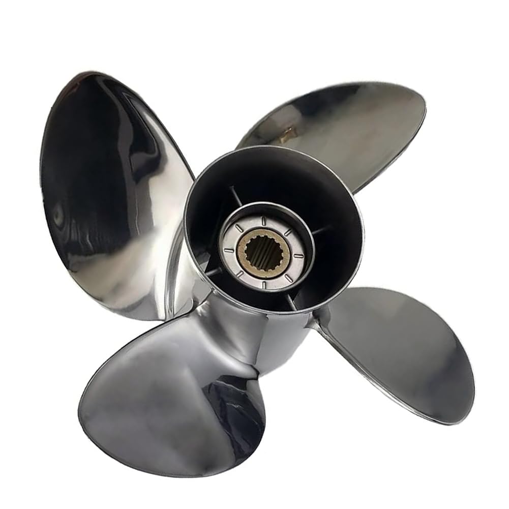 Boatman 4 Blades Outboard Propeller Fit Yamaha Engiens 50-130HP,15 Spline Tooth Stainless Steel Boat Prop, RH