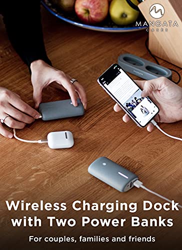 Mangata Orbit [Power-Bank 10000-Mah Portable Charger] Wireless Charging Station | 2-Pack 5000 Mah Fast Charge Battery For Iphone, Android Cell Phone #TOP2