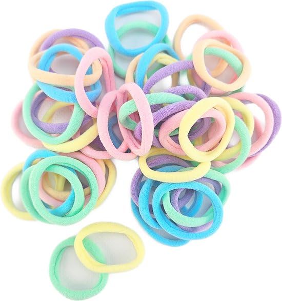 Gomas de pelo - 50 piezas - elástico de color rosa