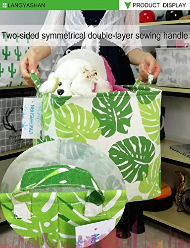 Image of Square Storage Baskets Waterproof Canvas Children Laundry Nursery Hamper for Shelves Gift Baskets Toy Organizer Room Decor (Square leaf)