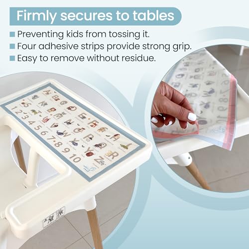 Image of Nibble And Rest Disposable Placemats for Baby 20 Pack Stick-On Ikea Antilop highchair, Alphabet ABC Animal Sticky Place Mats, Kids Table Mat for Restaurants Dining Table Travel Essentials for Toddlers