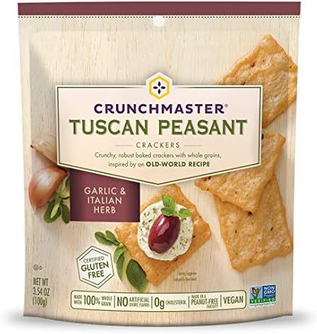Crunchmaster Tuscan Peasant Crackers, Garlic Italian Herb, 3.54 Ounces