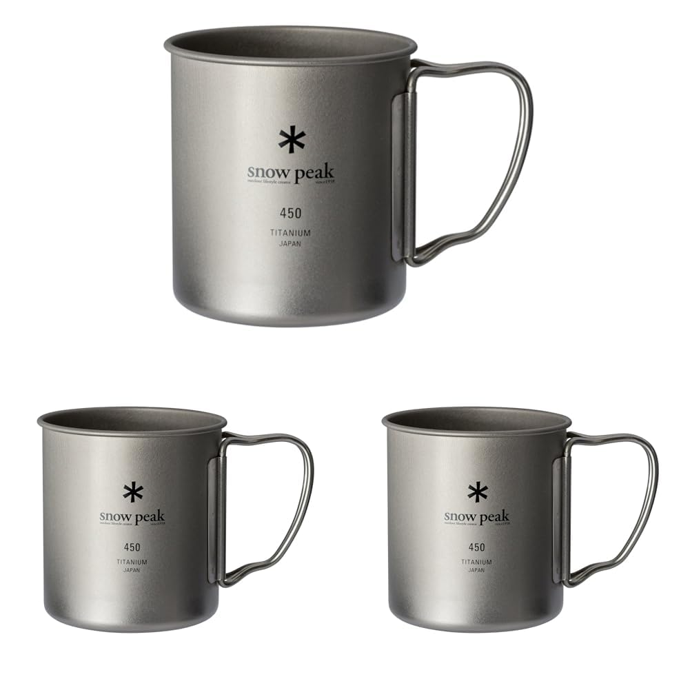 Snow Peak MG-143 Mug, Shera Cup, Titanium, Single Mug, 15.9 fl oz (450 ml), Lightweight, Outdoor Camping (x3) : Sports & Outdoors