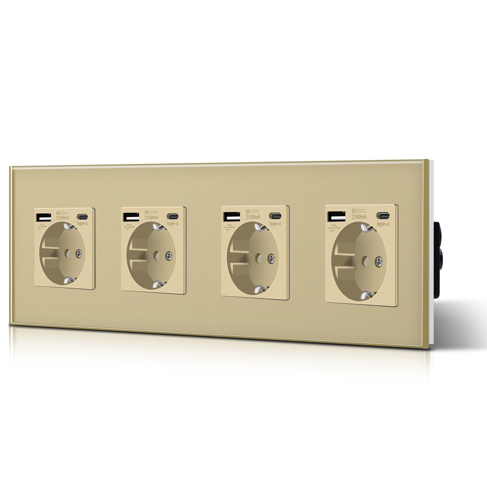 BSEED Enchufe de Pared con USB C,Enchufes Dobles Empotrados con Cristal,Toma de Corriente,Seguridad infantil,Fácil de Instalar,M Serie,2 Enchufes con USB y Tipo C,157mm Blanco — view 20