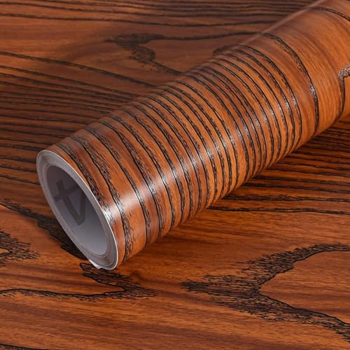 Image of SUNBIRD Wooden Wall Paper Granite Solid Kitchen Countertop Cabinet Furniture Refurbishment Thick Removable Wallpaper Peel and Stick Vinyl Roll (1 Feet x 4 Feet, Brown Wood)
