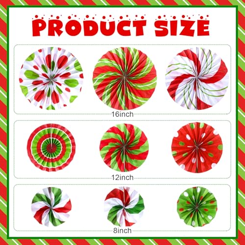 Image of Outus 27 Pcs Christmas Hanging Decorations Candy Paper Fans Decor Red Green