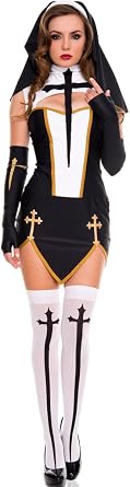 Celina Womens Bad Habit Nun Dress 4 Piece
