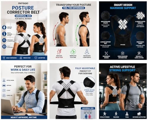 Image of Neoprene X-Cross Posture Corrector Belt Universal Size Shoulder & Back Support Belt | Back Straightener Brace For Spine & Body Posture Correction | Clavicle Support For Unisex | Universal Size