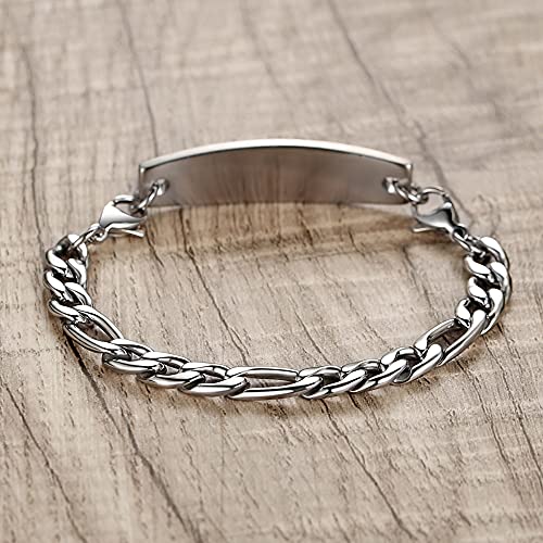 LinnaLove medical alert bracelets for men women Stainless steel Interchangeable medical bracelets, free engraving (SILVER-7.5 inches-no bp/iv/needles this arm)