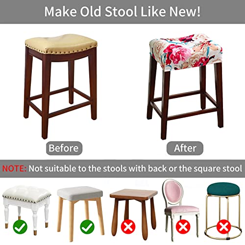 Crfatop 4 Pieces Printed Rectangle Bar Stool Cover Chair Seat Slipcovers Stretch Stool Upholstered Slipcover Protector Backless Chair Cover For Square Stool Without Backrest,06 #TOP5