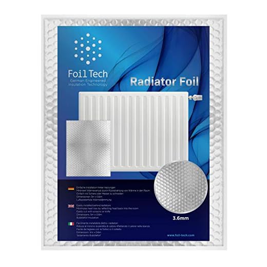 Foil Tech RadPack lámina térmica (5 m x 60 cm), para ahorro de energía en radiador, reflector de calor, aislamiento