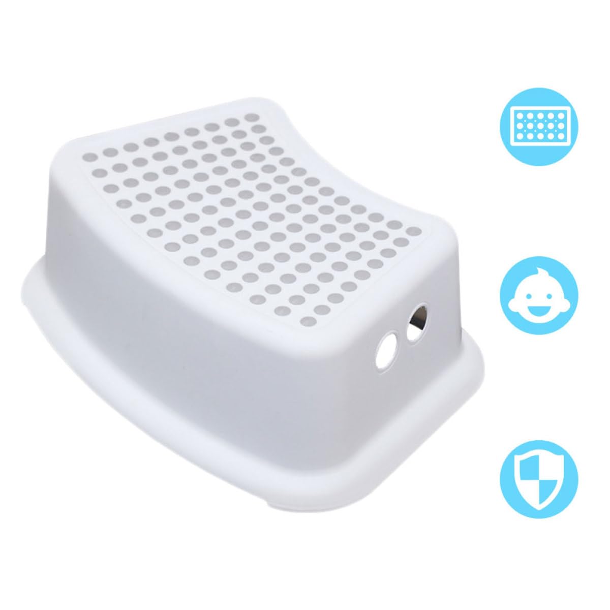Sgabello Ragazzo Ragazza Antiscivolo in Plastica, Leggero e Portatile, per Bagno e Toilette, Struttura Rettangolare Robusta, Bianco per Ragazzo Ragazza
