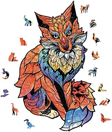 AthlChamp Wooden Puzzle for Adults and Kids, Animal Shape Magic Wooden Jigsaw Puzzles, Unique Shaped Puzzle Pieces, 8.27 x 10.51 in (21x 26.7 cm) 200 Pieces, Chameleon, Medium
