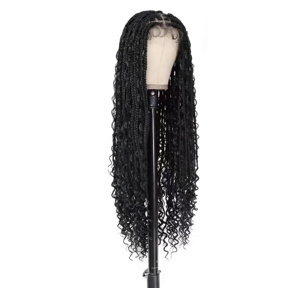 Pelucas trenzadas bohemias sin nudos de 36 pulgadas en color negro natural para mujer 7