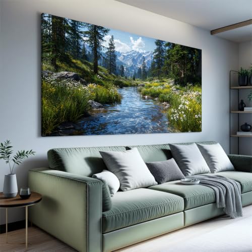 Image of Large Green Landscape Botanical Canvas Wall Art For Living Room Prints29X58