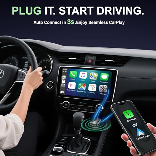 ZOUHOE Carplay Wireless Adapter – Android Auto Wireless Adapter, 5,8-GHz-WLAN, Plug & Play, Mini & Stabil, iOS 10+/Android 10+, Schnelle Auto-Verbindung für Fahrzeuge ab Baujahr 2016. (1 Stück)