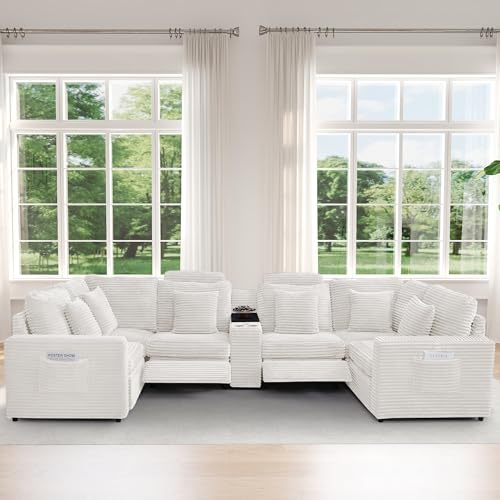 Sylphorium Power Recliner Sectional Sofa, U Shaped Couch with 2