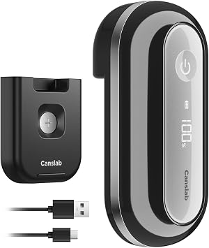 Canslab RETRO Electric Can Opener, Auto-Stop One-Touch Operation, USB Rechargeable with LED Battery Track, Side Cut Smooth Edge Can Opener for Seniors with Arthritis, Wall-Mountable Small Size, Black