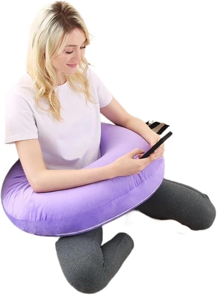 Gaming Pillow Ergonomic U-Shaped Lap Pillow with Elbow Rest Adults & Kids, Arm Support Pillow Crocheting, Reading(Pillow Purple)