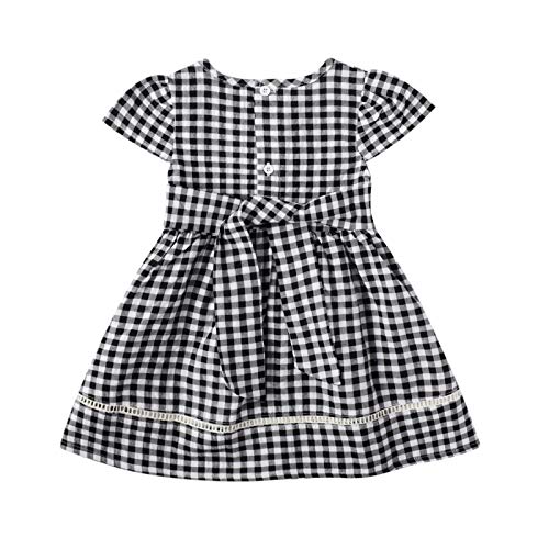 Image of HILEELANG Toddler Little Girl Summer Dress Sleeveless Cotton Casual Flower Shirt Playwear Jumper Skirt Sundress