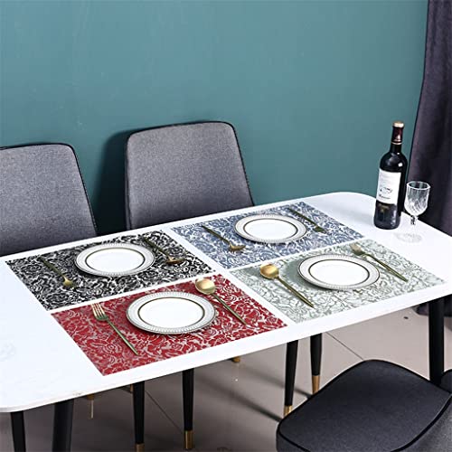 Set de Table Rouge Tissage Jacquard Luxe Protection Table 4pcs
