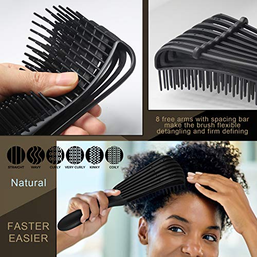 Bestool Detangling Brush For Curly Hair 3 Pcs Hair Brush Set With Detangler Brush, 5Oz Spray Bottle, Silicone Shampoo Brush Great For Natural Curly, Thick, All Wet Or Dry Hair (Black) #TOP2