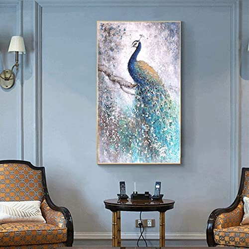 Peinture diamant paon complet 60x120cm, idée cadeau art crafts