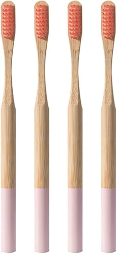 EXCEART 4 cepillos de dientes manuales de madera, biodegradables, de bambú, para viajes, hogar, cepillo de dientes biodegradable, cepillo de dientes