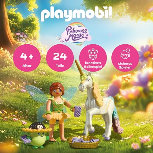 PLAYMOBIL | Magic Unicorns | Sammeleinhorn Regenbogenblume mit Fee | Fantasievolles Spielset für Einhornfans… – Ansicht 2