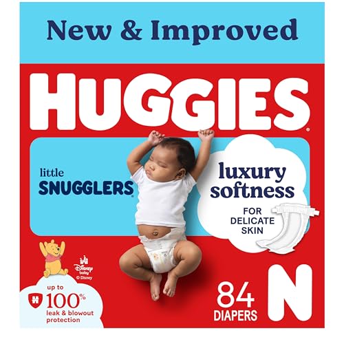 Huggies Size Newborn Diapers, Little Snugglers Baby Diapers, Size Newborn (up to 10 lbs), 84 Count, Packaging May Vary by HUGGIES - Used condition - US$25.41