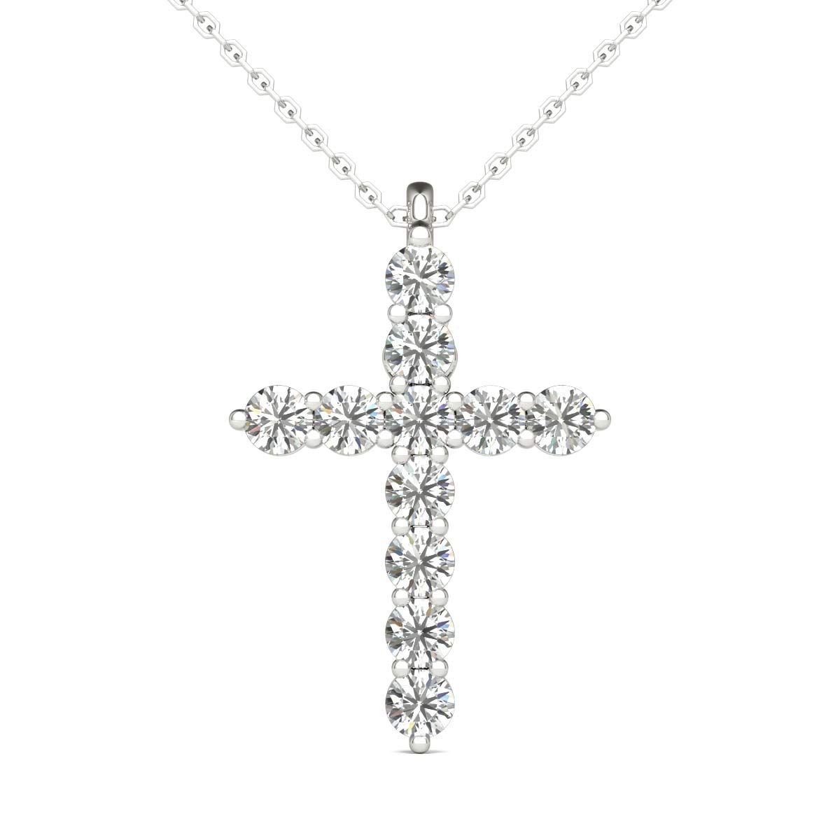 GIA Certified Natural Diamond Cross Pendant Necklace D-G Color VS2-I2 Clarity 14K Gold 1/2 Ctw