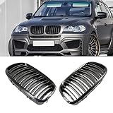 TOOWGM Sport Nierengitter Doppellamellen Hochglanzschwarz Racing Ersatz für Frontstoßstange Für BMW X5 X6 E70 E71 2007-2013