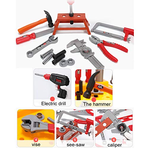 FD Toy Tool, FunDiscount 54 Pieces Kids Construction Toolbox Toy, Toddlers Pretend Play Yardwork Lawn Garden Equipment Tool Box Set Toy Tools for Age 3 4 5 6 7 8 9 Year Old Boys (Red) - Thumbnail 4
