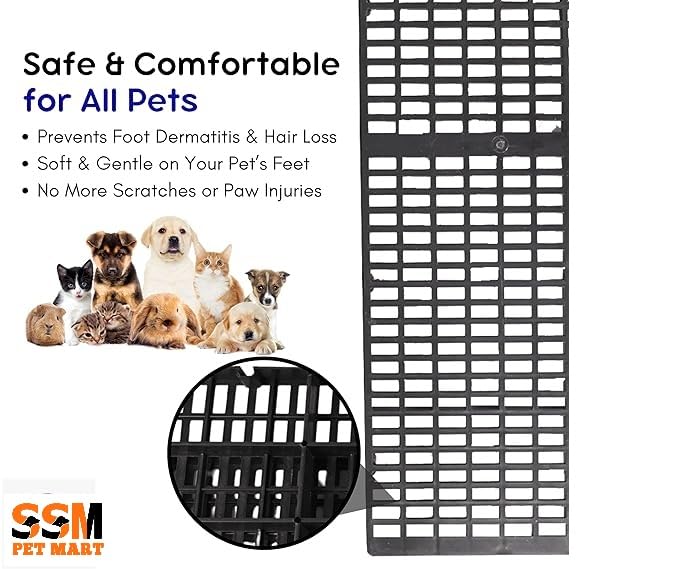 SSM PET MART Pet Plastic I Flooring Mat I for Dog/Cat/Rabbit/Goat Multipurpose Floor Mat 36x12 Inch (Black, Dog MAT Set of 5 PCS) 1