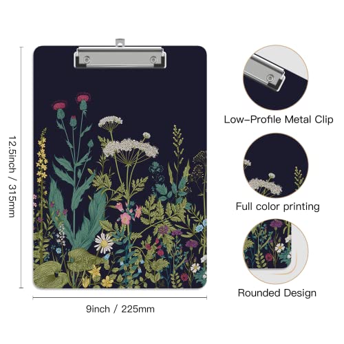 Image of Plastic A4 Clipboards, Clip Board Stardard Letter Size 9 x 12.5 in | Office Decorative for Students Women Men and Kids,Wild Grass