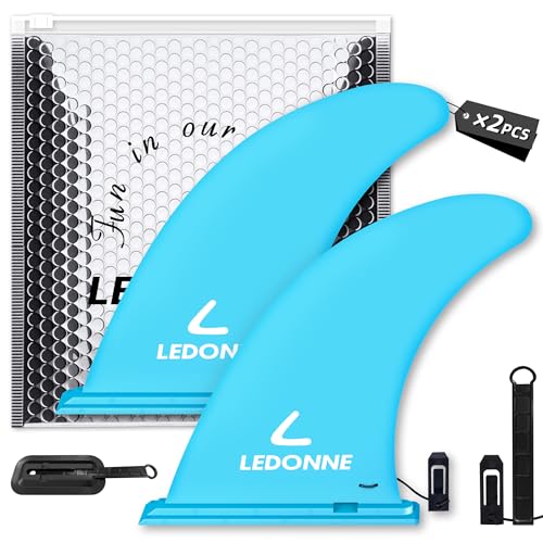 LEDONNE Fin 9' SUP Center Fins 2 Pcs (USD 4.99/1 Pcs) with 1 Extra Pin No-Tool Installation with...