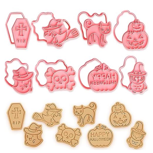 8PCS Halloween Formine per biscotti, Zucca Cookie cutter, Biscotti formine, Tagliabiscotti, Stampi biscotti, Formine biscotti, Cookie mold, Stampo per biscotti, per Decorare Biscotto, Pasticceria