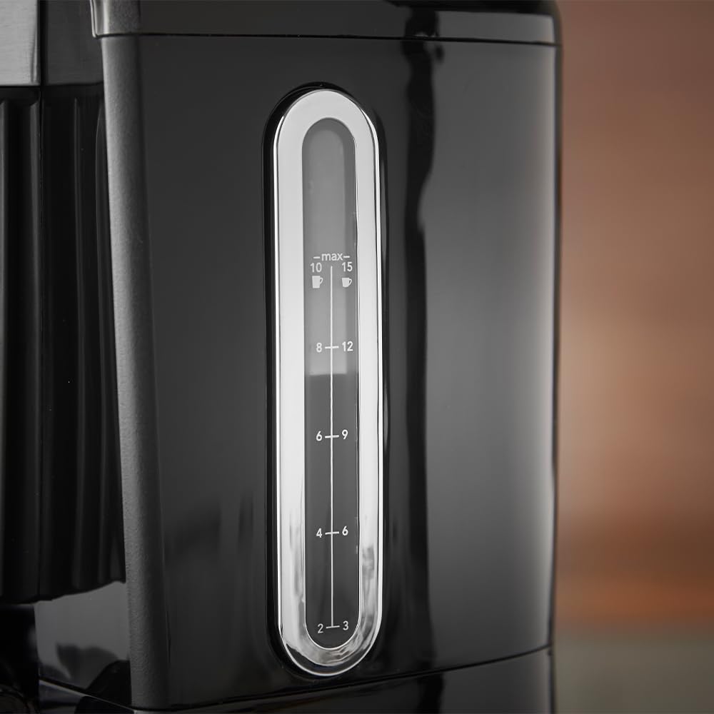Russell Hobbs Amerykański ekspres do kawy, z filtrem [1,25 l, 1100 W] Brontë czarny (technologia WhirlTech, odporna na kapanie, utrzymywanie ciepła, szklany dzbanek, funkcja pauzy i serwowania