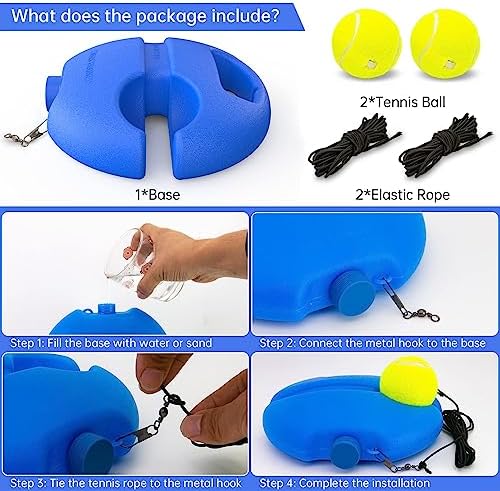 Tennis Ball Training Baseboard Tennis Trainer Equipment Set Tennis Trainer Ball with String Trainer Rebound Ball Multifunction Tennis Practice Rebounder for Backyard (Blue*1) - 2