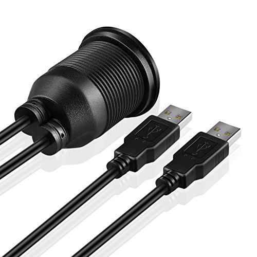 Tnp Usb Flush Mount Cable - Dashboard Panel Dash Mount 2 Ports Dual Usb Socket Plug Jack Connector Extension Wire Cord Water Resistant Male To Female For Car Truck Trailer Boat Motorcycle (1.8M / 6Ft) #TOP2