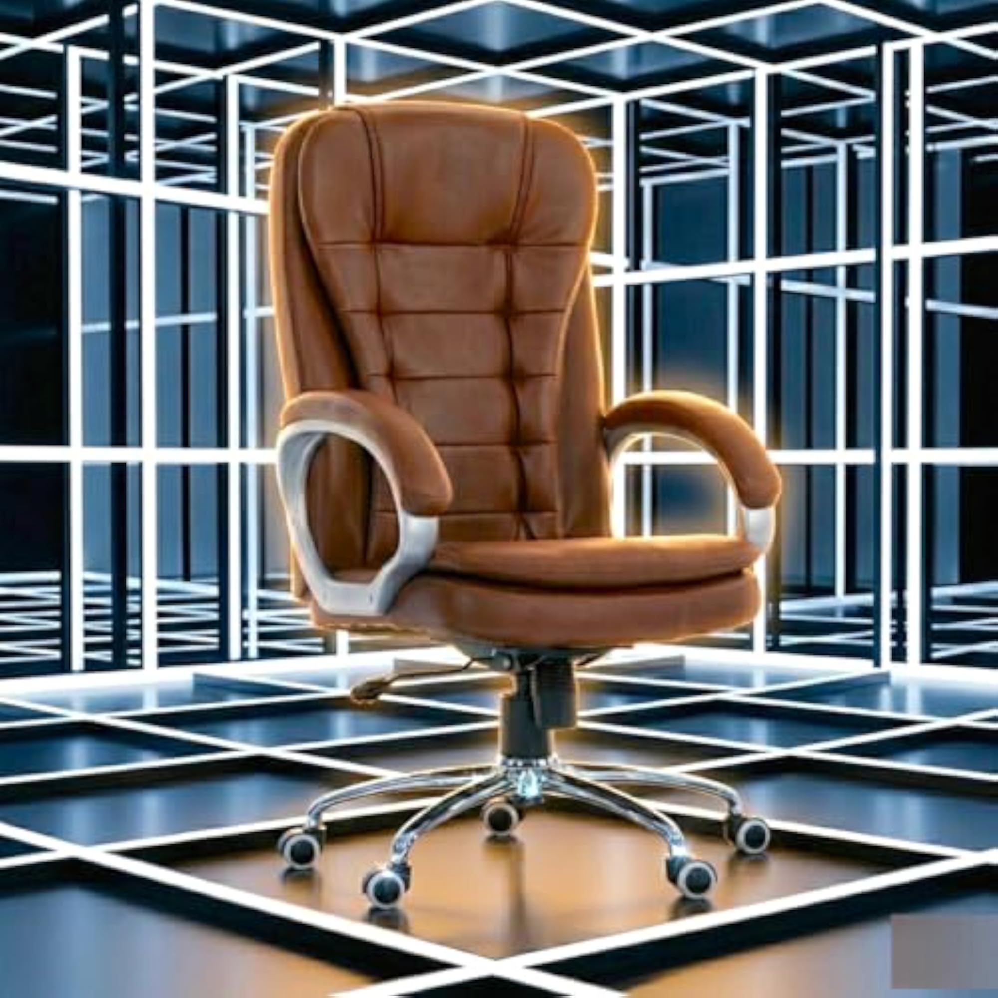 Leatherette Office Chair with Cushioned Arms & Seat