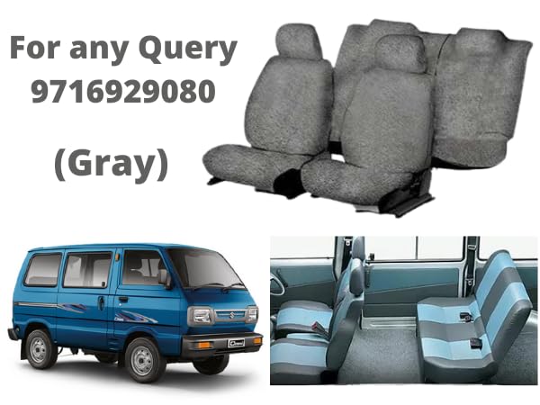 Image of Cotton Car Seat Cover for Maruti Omni (5 Seater) (Grey)
