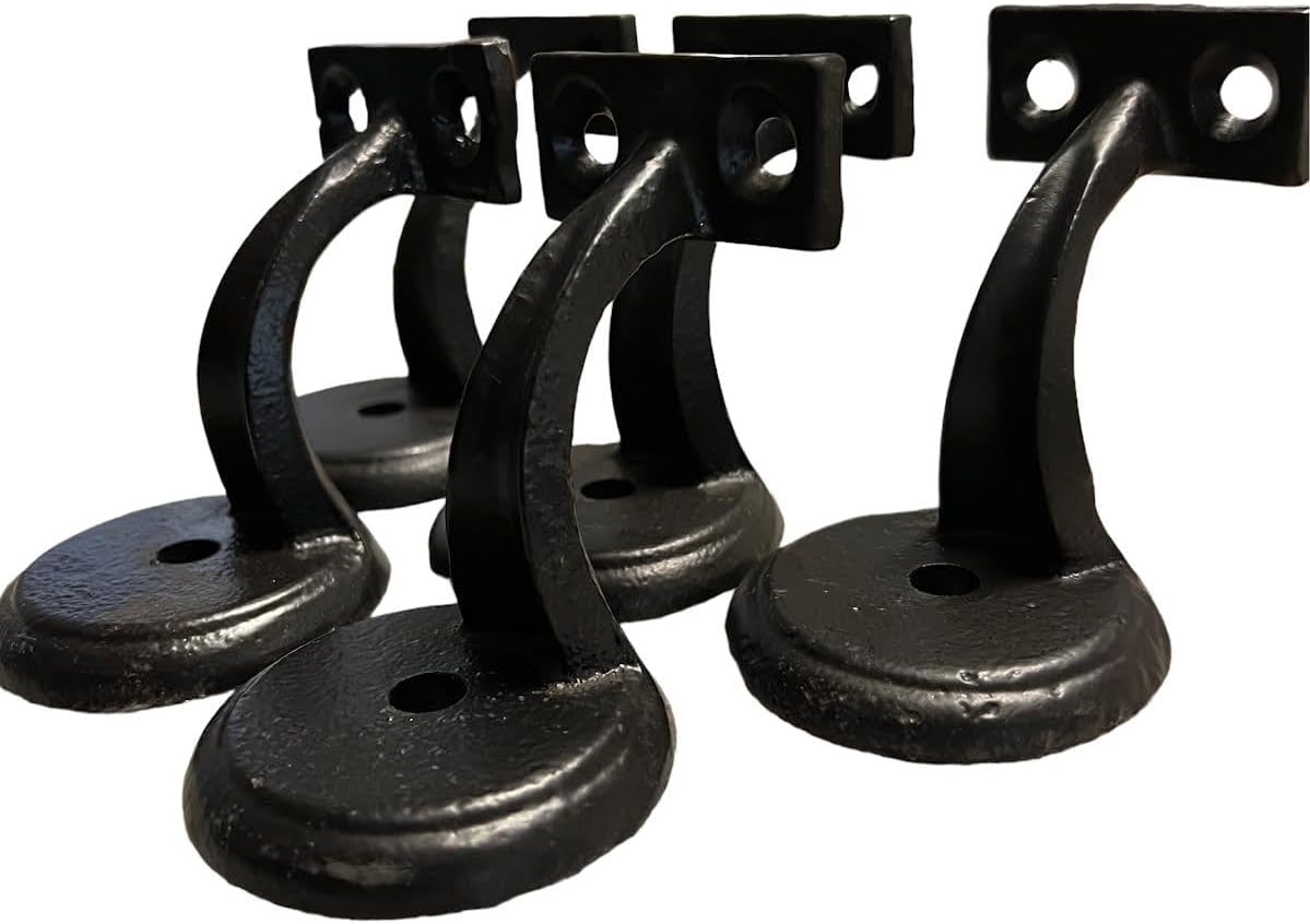 Handrail Bracket, Cast Iron, Stairway Handrail, Heavy Duty, Weld-on, Mounting Bracket, Pack of 5