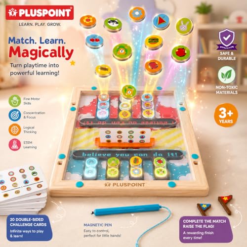Image of PLUSPOINT Battle Slide Puzzle Game - Magnetic Maze Board Game for Kids, Fine Motor Skill Sorting & Matching Montessori Learning Toy for Boys & Girls