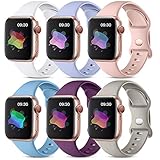 Maledan Compatible with 41mm 40mm 38mm Apple Watch Bands for Women Men, 6 Pack Waterproof Sport Band...