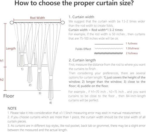 Image of Joydeco Light Filtering Curtains 108 Inch Length for Bedroom, Faux Linen Curtains 108 Inch Length 2 Panels Set for Living Room, Semi Sheer Curtains 108 Inches Long with Rod Pockets(52x108 inch, Birch)