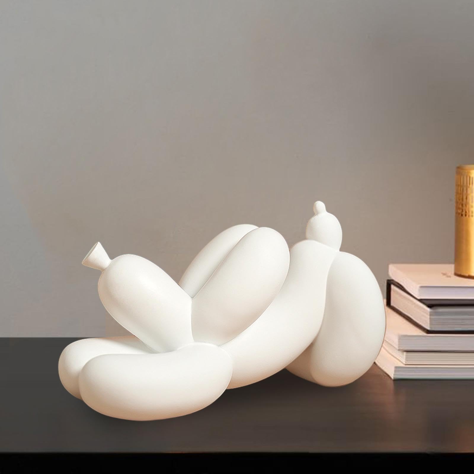 Colcolo Statue de Chien en Ballon, Ornement de Bureau, Jolie Sculpture Artisanale en résine à Collectionner, Figurine pour Chambre à Coucher, bibliothèque, Blanc
