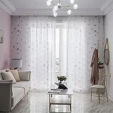 KISSFRIDAY élégant Simple Coeur Imprimé Tulle Rideaux Salon Chambre Pure Voile Rideau Décor