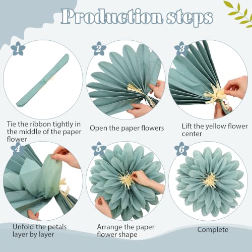 Image of Watersay 12 Pcs 10 inch 20 inch Large Tissue Paper Flowers, Bohemian Color