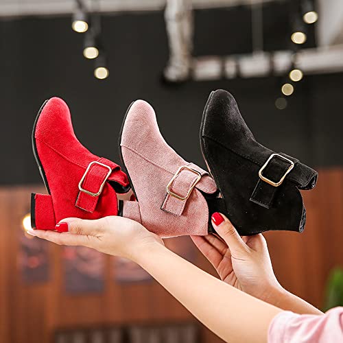Girl Fashion Boots Kids Ankle Boots Low heel Suede Short Booties Winter Warm Snow Boots Anti-Slip Outdoor Shoes for Little Kids/Big Kids4
